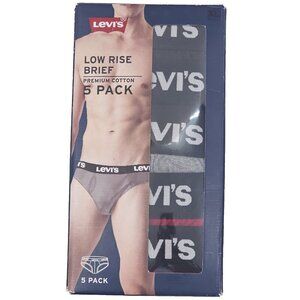Levi's Men's 5 Pack Premium Cotton Low Rise Briefs XL (40-42) Gray/Red